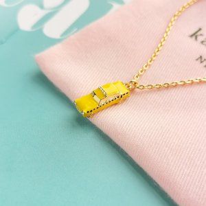 Gold Taxi! Yellow Cab Pendant necklace + dust bag